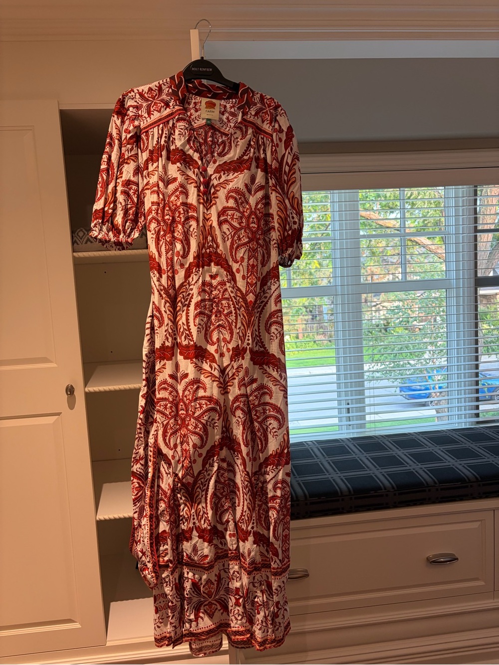 FARM Rio Red and Cream Printed Maxi Wrap Dress with Tie Belt - Picture 3 of 4